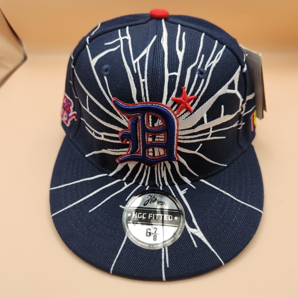 Detroit Stars Hat Cap Fitted Mens 6 7/8 Blue Baseball Negro Leagues Headgear